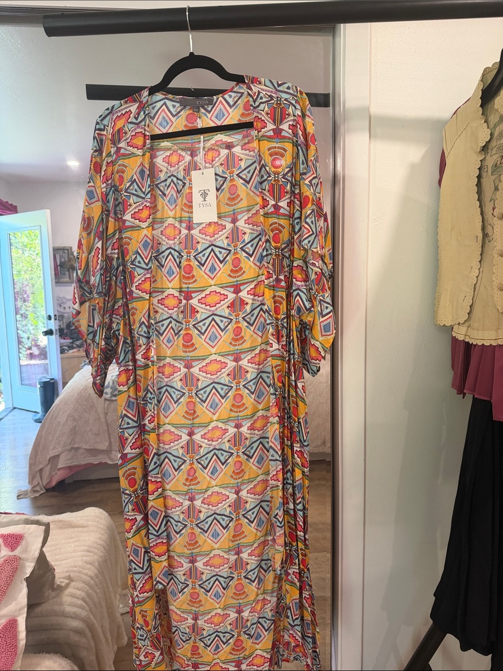 Geometric Print bohemian kimono Yellow Multi colors..